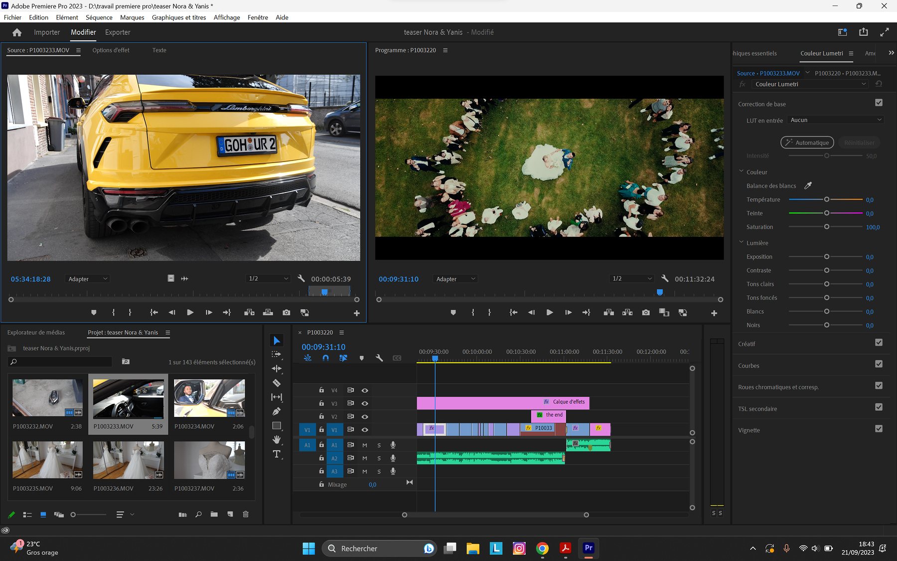 Montage d'un film de mariage sur Premiere Pro